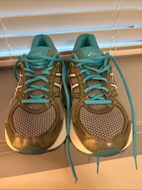 ASICS Gray and Teal Women's Athletic Running Shoes